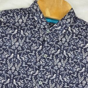 Tori Richard Button Down Shirt Men's M Navy Blue Pineapple Cotton Lawn Hawaii